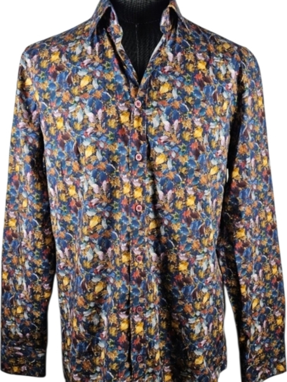 Haupt Men's Leaf Patterned Long Sleeve Button Down Modern Fit Size L